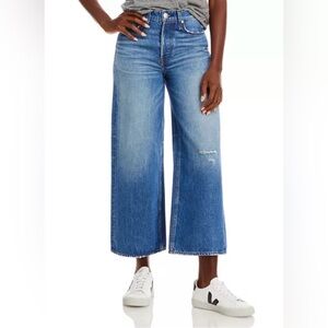 rag & bone Maya high rise ankle wide leg Mick with hole